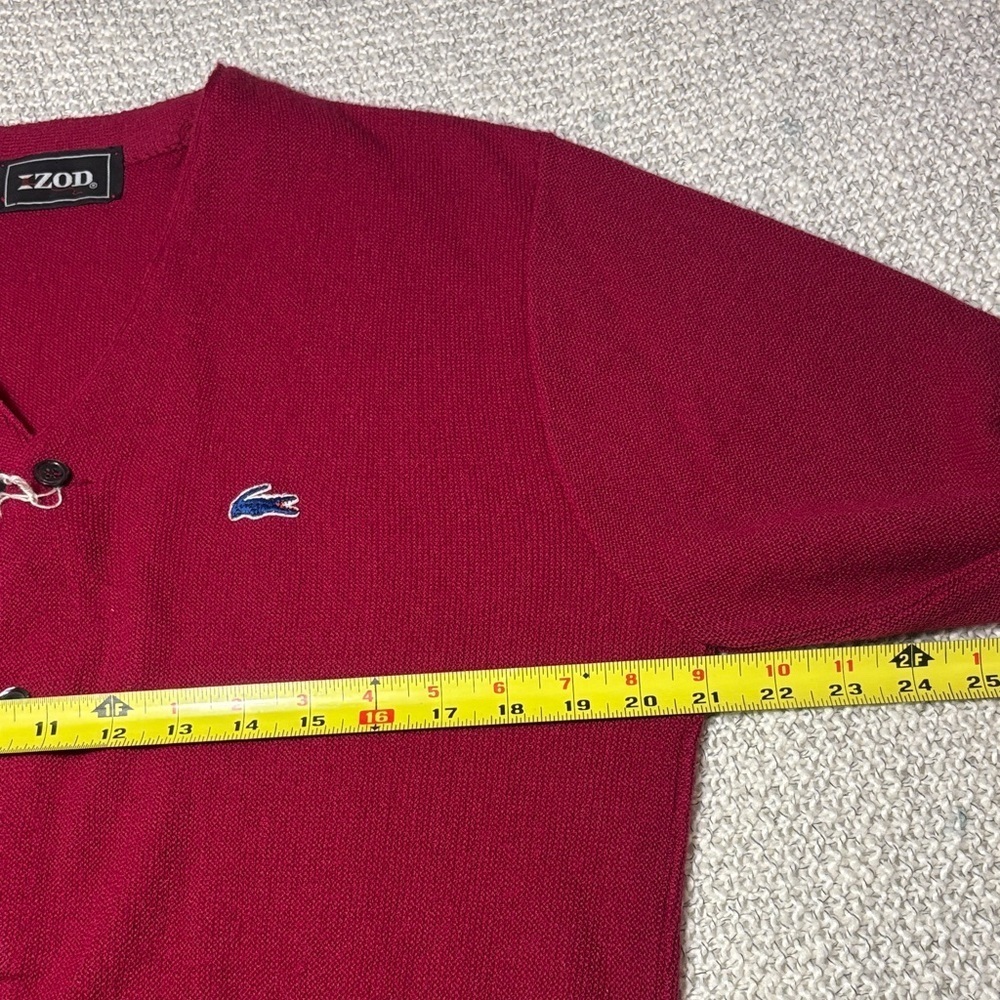 Vintage IZOD Men's Burgundy Button Cardigan Sweater - Picture 7 of 13